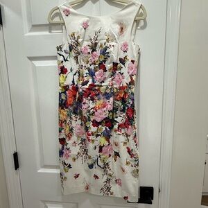 Talbots Floral Print Midi Dress - Multicolor on White